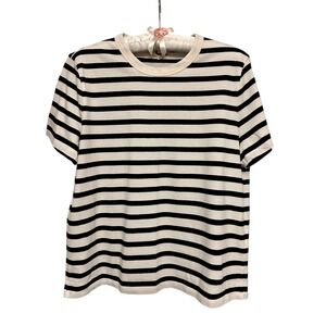 Madewell Women's The Perfect Crewneck Tee in Allday Jersey Stripe Size Medium